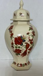 Bird & Floral Motif, Large Ceramic Ginger Jar