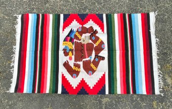1960s Hand Woven Mexican Mayan Wool Rug