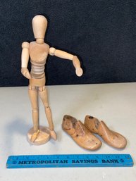 Artist Mannequin Posable Wooden Human Figure 13' Childrens Wooden Shoe Mold