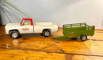 Vintage 1970s Nylint True Value Chevrolet Truck And Nylint Farm Trailer