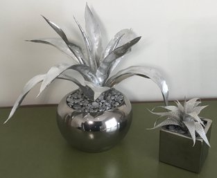 Silver Foil & Silver Glass Flower Arrangements