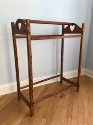 Oak Quilt Rack With Heart Cutouts