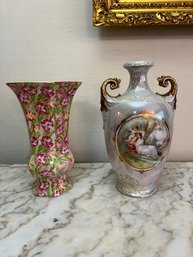 One Vintage Porcelain German Vase & One New Floral Vase