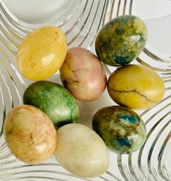 Lot Of 8 Vintage Marble Eggs Assorted Colors