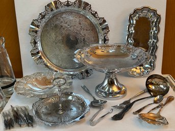 Large Group Of Silverolate Serving Pieces