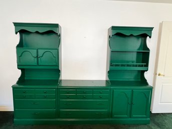 Painted Green Desk, With Storage Units