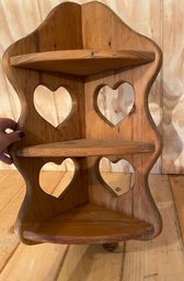 Wooden Carved Heart Corner Wall Shelf