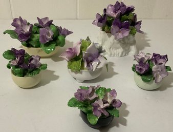 Porcelain Flower Pansy & Violet Bouquets, Coalport, Aynsley & Royal York.