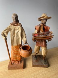 2 Mexican Folk Art Paper Mache 13' Figures