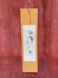 A Handpainted Floral Scroll Wall Hanging