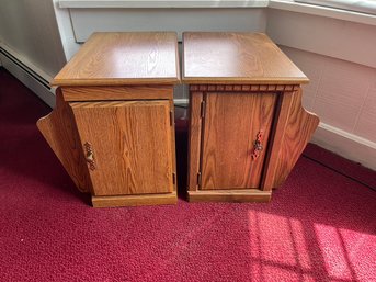 Pair Of Vintage Side Tables With Magazine Holders