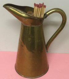 Vintage Brass & Copper Rimmed Pitcher