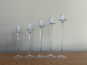 Five Delicate Graduated Candle Holders