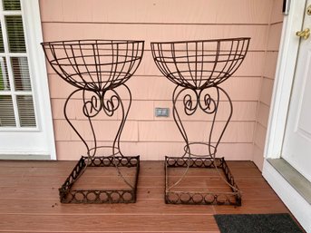 Pair Of Metal Garden Trellis Cachepots