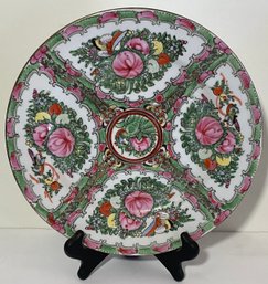 Antique Asian Vibrant Plate, Black Stand.