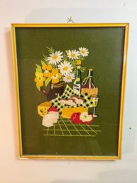 Framed Yarn Art Of Picnic Scene