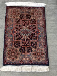 A Vintage Hand Knotted  Small Rug With Fringe - 36 X 25