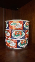 Beautiful Vintage Takahashi Japanese Imari Porcelain Jubuko Bento Box