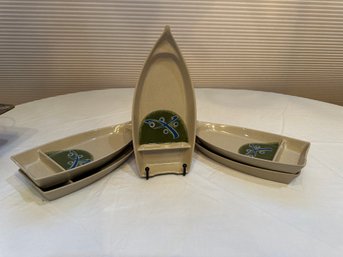 Five Ceramic Sushi Boats