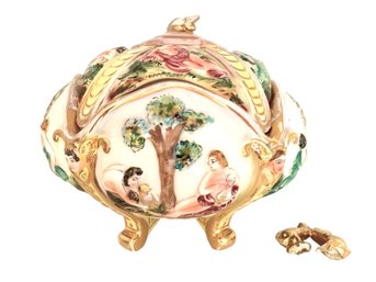 Vintage Capodimonte Italian Porcelain Lidded Bowl