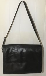 A54. Wilson Black Leather Briefcase & Shoulder Strap.