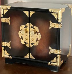 Vintage Tansu Style Asian Large Jewelry Chest Box 14.5 In. H X 15 In. Width ( READ Description)