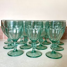 Set Of 12 Libby Duratuff Goblets In Spanish Green