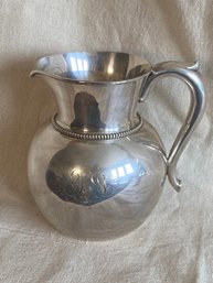 Antique Sterling Silver Water Pitcher 1 Lb / 477 Grams  Engraved 'bJ'