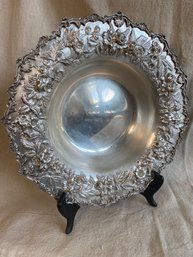 Sterling 925 Silver S. Kirk & Son No 179 Hand Decorated Bowl 583 Grams Floral Rim