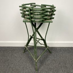 Vintage Adirondack Twig Plant Stand In Green