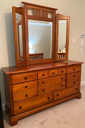 Mission Style Dresser With Trifold Mirror By Vaughan Furniture Co