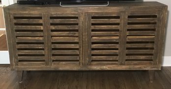 Cottage Shutter Door Style 4 Door Wooden Credenza, Console.