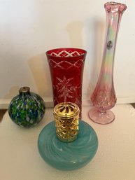 Fenton Vase, Ruby To Clear Hurricane Lamp Shade Only, Spatter Glass Candle, Oil Light