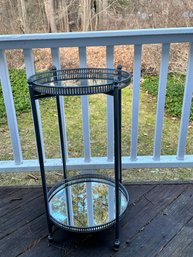 A Tiered Metal & Mirror Side Table