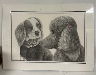 Photo Frame Dog And Miniature Poodle Dog Of Etching By M.Lubar 15.                  WA