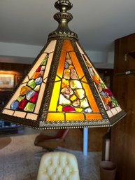 Colorful Slag Glass Hanging Light Fixture