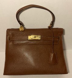 Vintage Aleda, Italian Leather Brown Pebbled Hand Bag