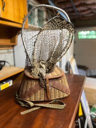 Vintage Fishing Tackle Basket & Nets