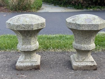 Pair Petite Cement Pillars
