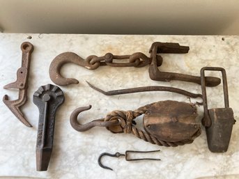 Group Of Antique And Industrial Age Hardware