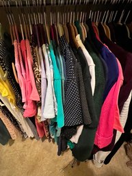 Ladies Short Sleeve Shirts, Mostly Size L, XL, Few Med, Belts, Scarves, SUPER GENEROUS LOT