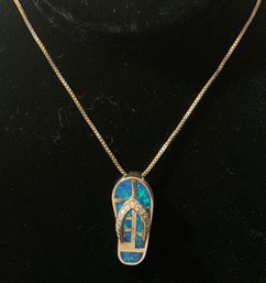 Sterling Silver & Turquoise Flip Flop Necklace