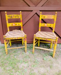 Artsy Yellow Painted Chairs From Mexico