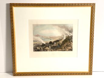 Lovely Vintage Hand Color Print Titled Naples From Vesuvius