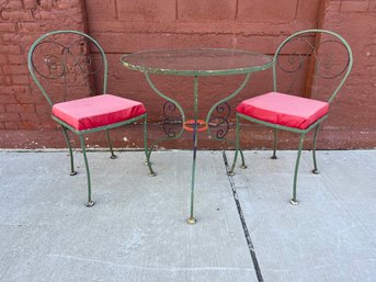 Vintage Iron Bistro Set With Table And Pair Of Chairs