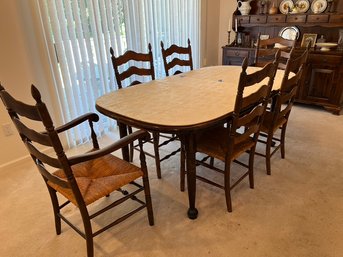 Vintage Solid Wood Dinning Table From Canada & 6 Wooden Chairs