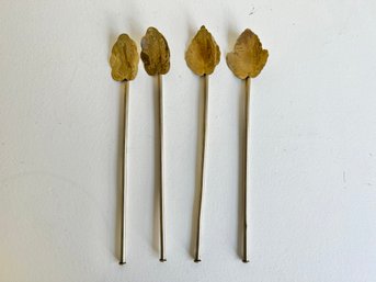 4 Sterling Silver Sipper Leaf Straws 1.05 Ozt