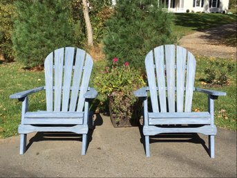 Pair Of Real Wood Adirondack Chairs
