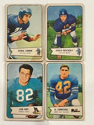 1954 Topps Bowman Football Card Lot.  4 Cards Total.