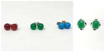 Four Pairs Of Vibrant Stud Earrings